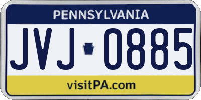 PA license plate JVJ0885