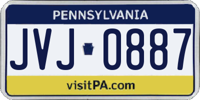 PA license plate JVJ0887