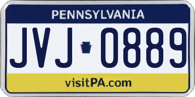 PA license plate JVJ0889