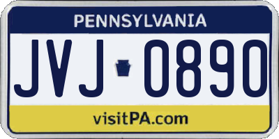 PA license plate JVJ0890
