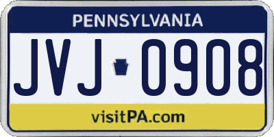 PA license plate JVJ0908