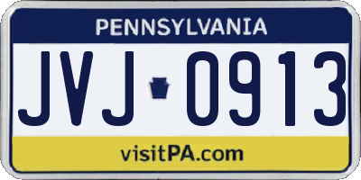 PA license plate JVJ0913