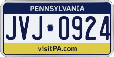 PA license plate JVJ0924