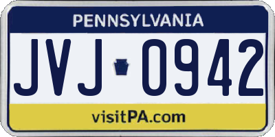 PA license plate JVJ0942