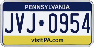 PA license plate JVJ0954