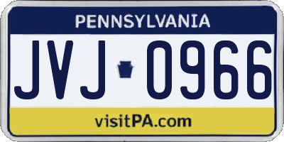 PA license plate JVJ0966