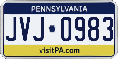 PA license plate JVJ0983