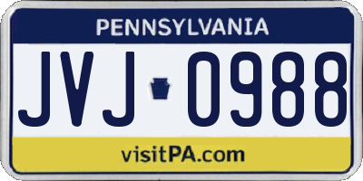 PA license plate JVJ0988