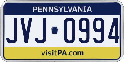 PA license plate JVJ0994