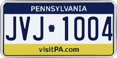 PA license plate JVJ1004