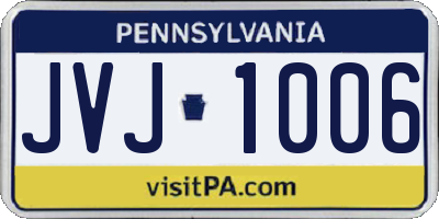 PA license plate JVJ1006
