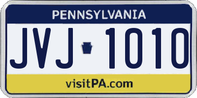 PA license plate JVJ1010
