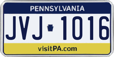 PA license plate JVJ1016