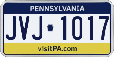 PA license plate JVJ1017
