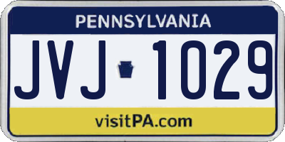 PA license plate JVJ1029