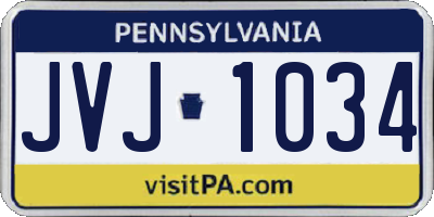 PA license plate JVJ1034