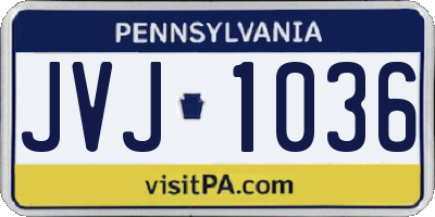 PA license plate JVJ1036
