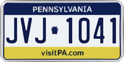 PA license plate JVJ1041