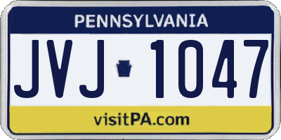 PA license plate JVJ1047
