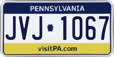 PA license plate JVJ1067