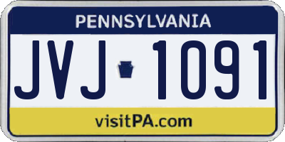 PA license plate JVJ1091