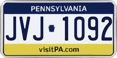 PA license plate JVJ1092