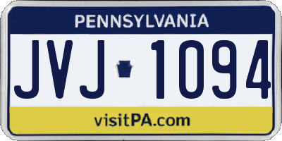 PA license plate JVJ1094