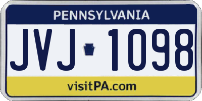 PA license plate JVJ1098