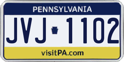 PA license plate JVJ1102