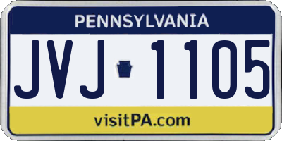 PA license plate JVJ1105