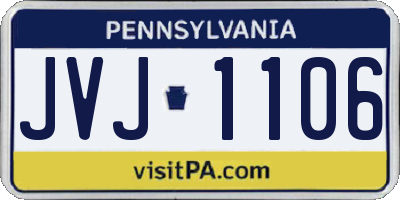 PA license plate JVJ1106