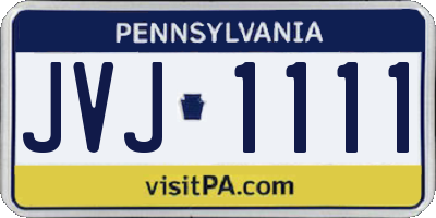 PA license plate JVJ1111
