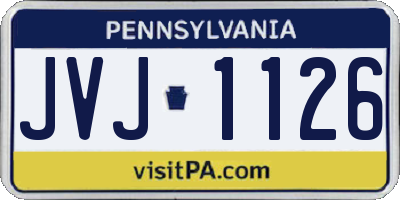 PA license plate JVJ1126