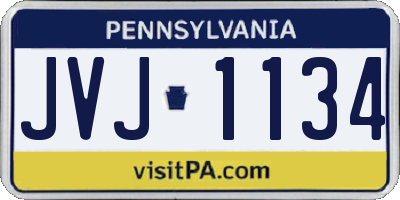PA license plate JVJ1134