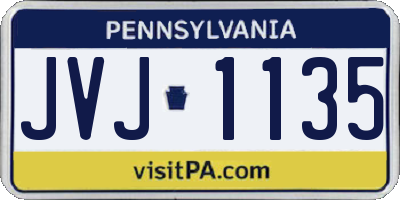 PA license plate JVJ1135
