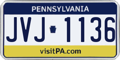 PA license plate JVJ1136