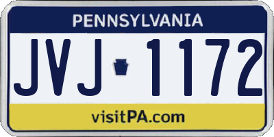 PA license plate JVJ1172