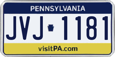 PA license plate JVJ1181