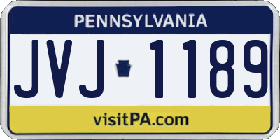PA license plate JVJ1189