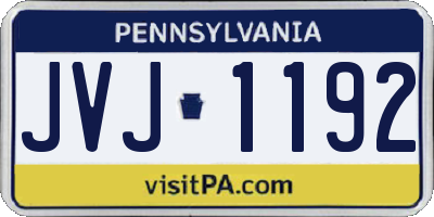PA license plate JVJ1192