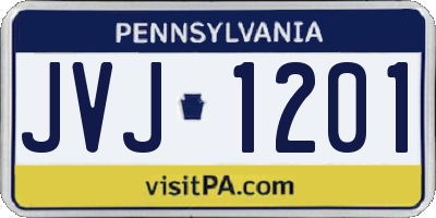 PA license plate JVJ1201
