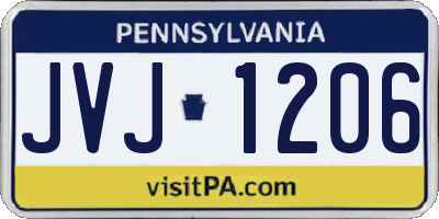 PA license plate JVJ1206