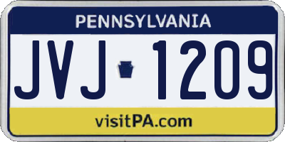 PA license plate JVJ1209
