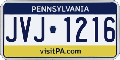 PA license plate JVJ1216