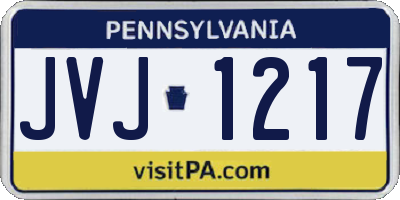 PA license plate JVJ1217