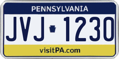 PA license plate JVJ1230