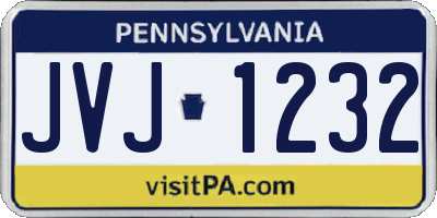 PA license plate JVJ1232