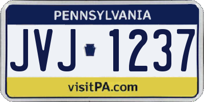 PA license plate JVJ1237