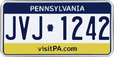PA license plate JVJ1242