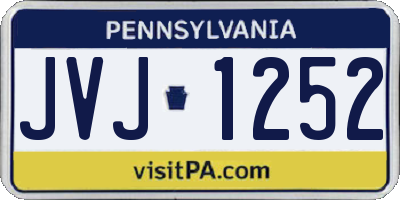 PA license plate JVJ1252